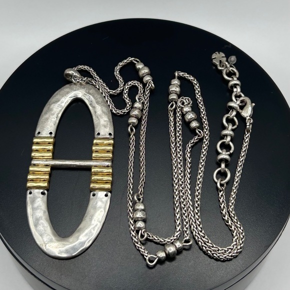 Lucky Brand Two-Tone Hinged Hoop Pendant Necklace - Picture 1 of 9